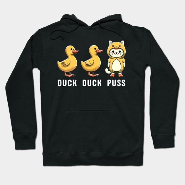 Funny Duck Goose Cat Pun Meme Kids Funny Duck Hoodie by KsuAnn